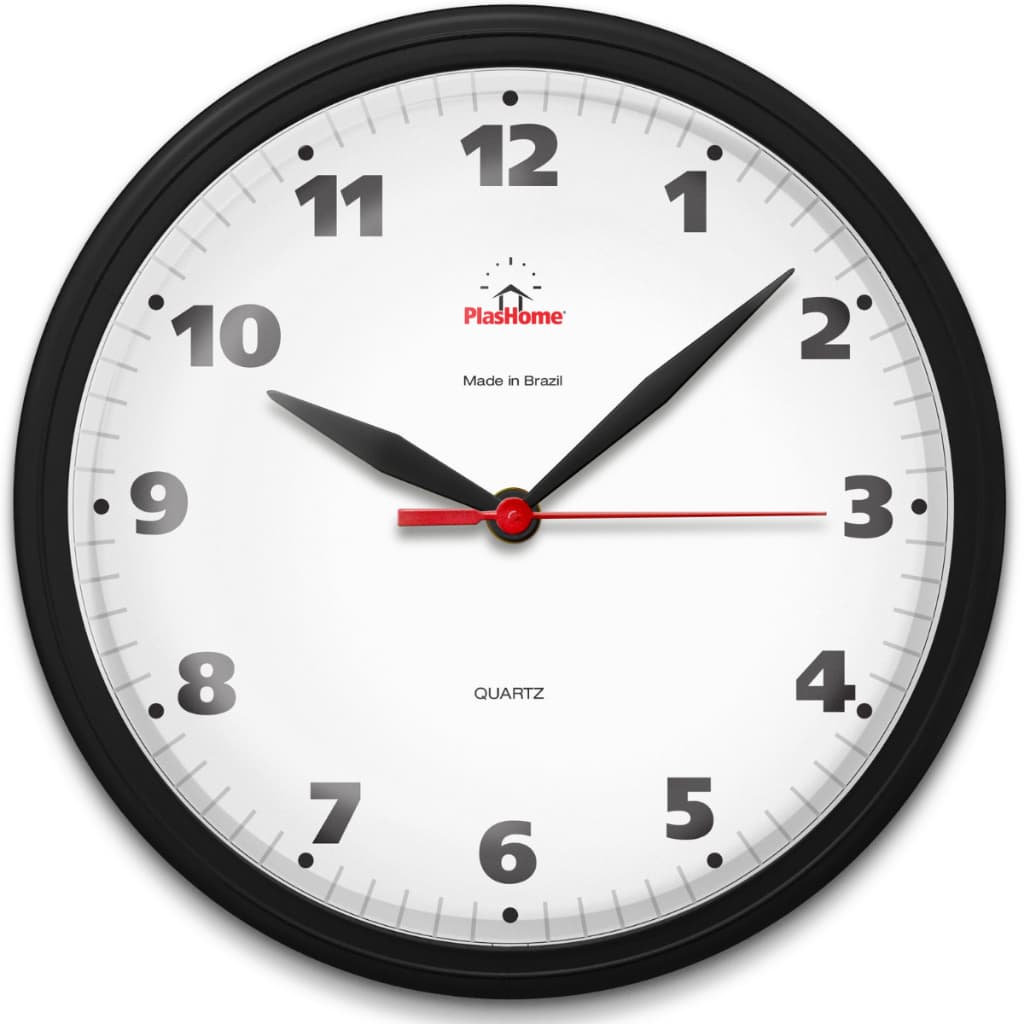 Relógio de Parede Redondo Ômega Clássico Preto Plashome Sala Cozinha e Escritório