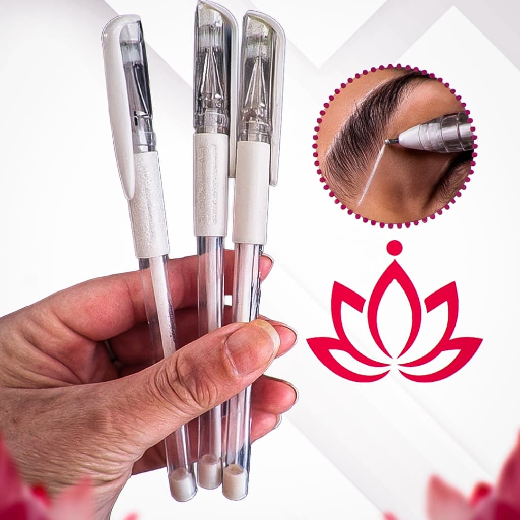 Kit 3 Caneta para design de sobrancelhas micropigmentação gel branca microblading marcação da pele