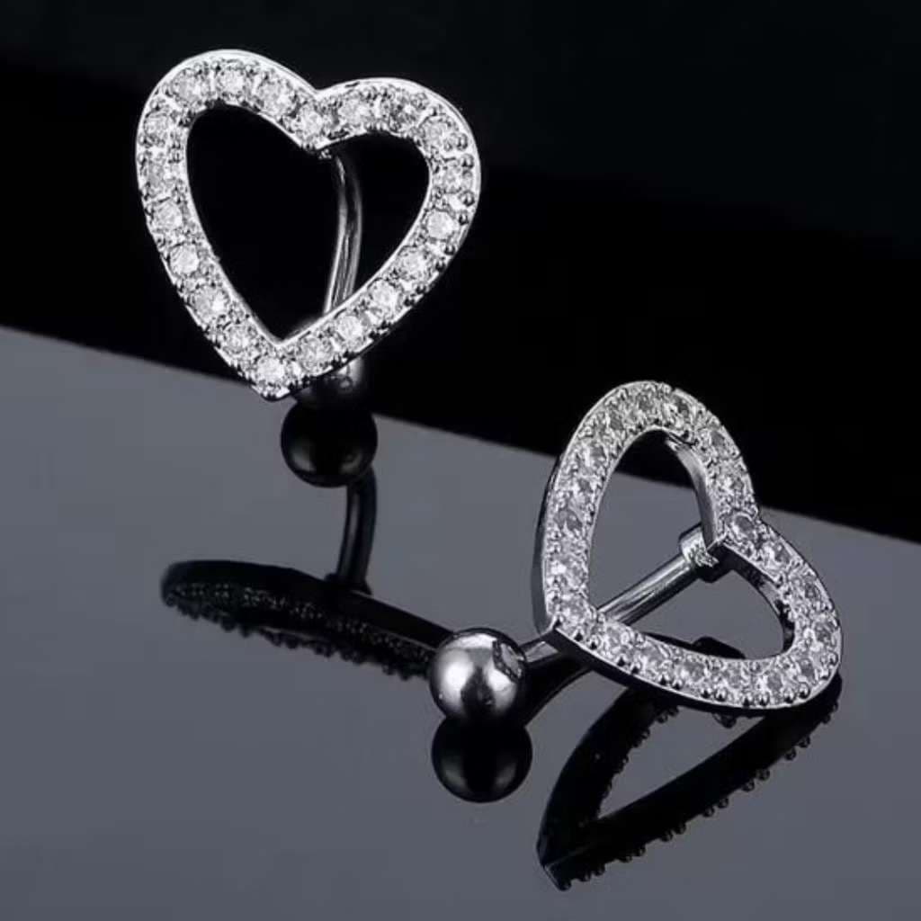 Piercing  de umbigo/ decoração em coração de zircão