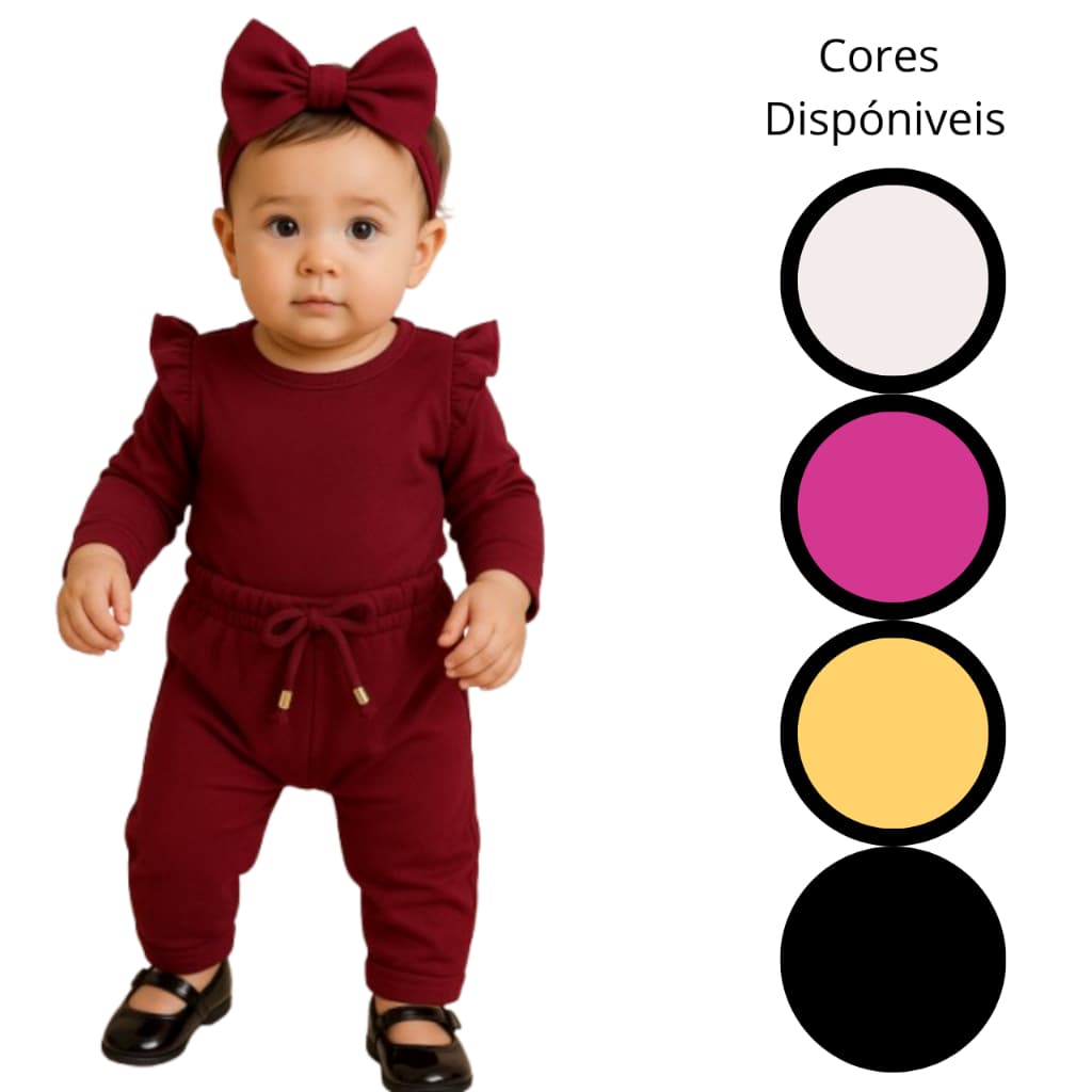 Conjunto Infantil Menina Malha Canelada Premium Toque Macio Alta Elasticidade Confortável