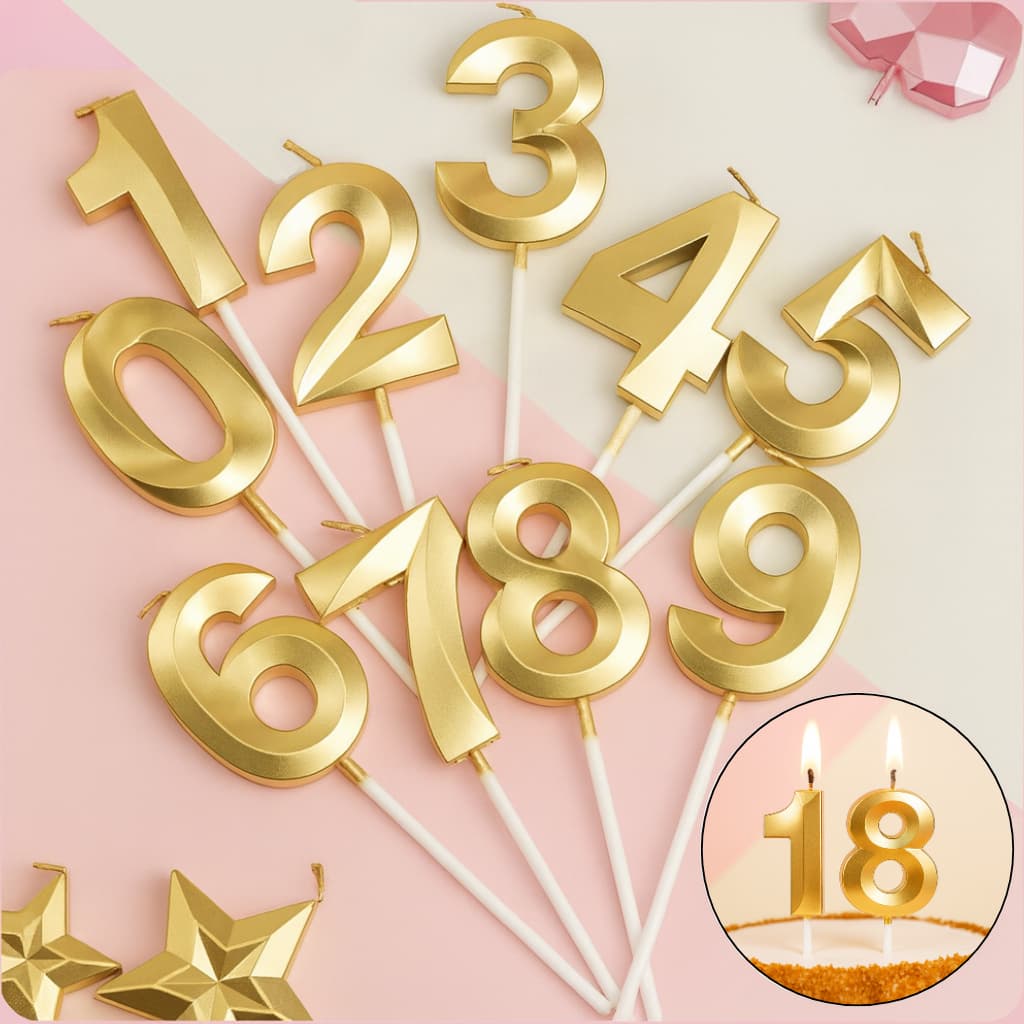 Kit 2 Velas de Aniversário Unidade Design Perolizada Dourada Metalizada Bolo - Silver Festas