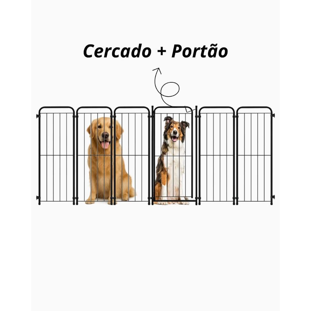 Cercado Pet em Aço com Portão 98 cm Dobrável – Grade de Segurança para Cachorro
