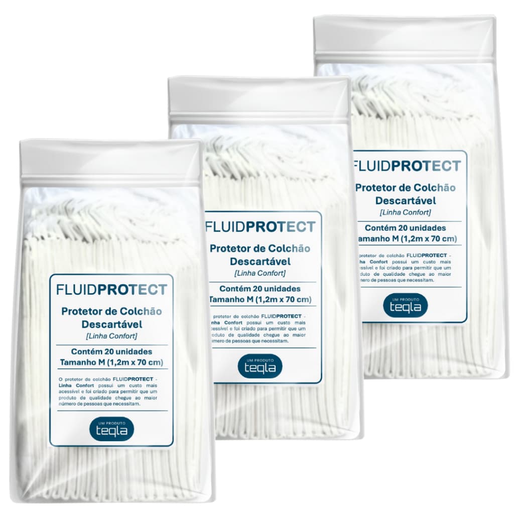 Kit Protetor De Colchão Descartável - 60 Unidades FLUID PROTECT (1,2m X 70cm)