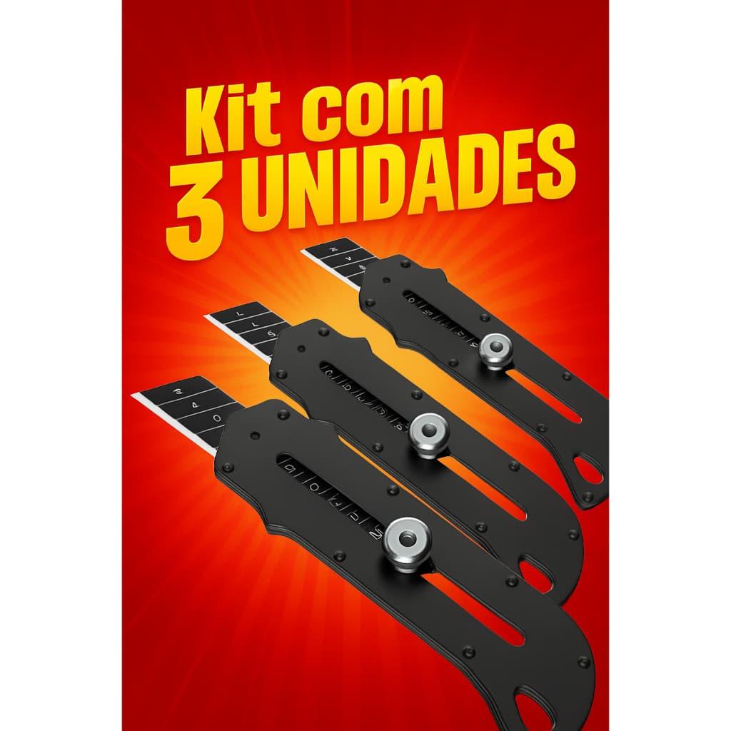 Estilete Profissional 18mm Metal Aço Inox Cortante Afiado Automatico Ferramente Multiuso