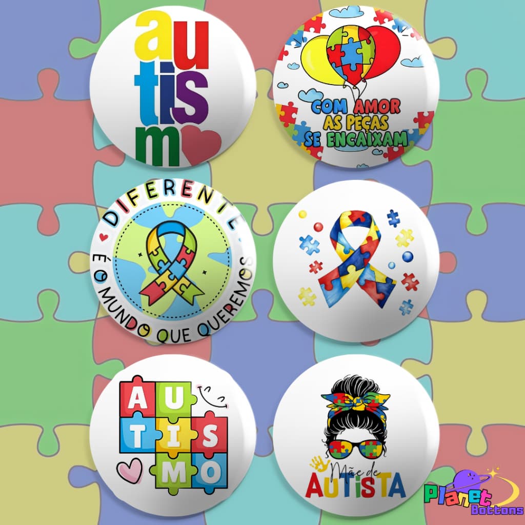 Bottons AUTISMO AUTISTA - Boton / Button / Botum / Broche / Pin - 3,8cm e 5,5cm.