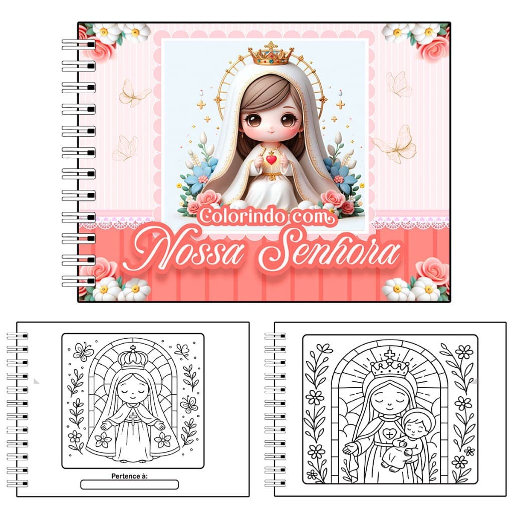 Livro de Colorir Nossa Senhora Aparecida 50 Folhas Capa Dura Rosa