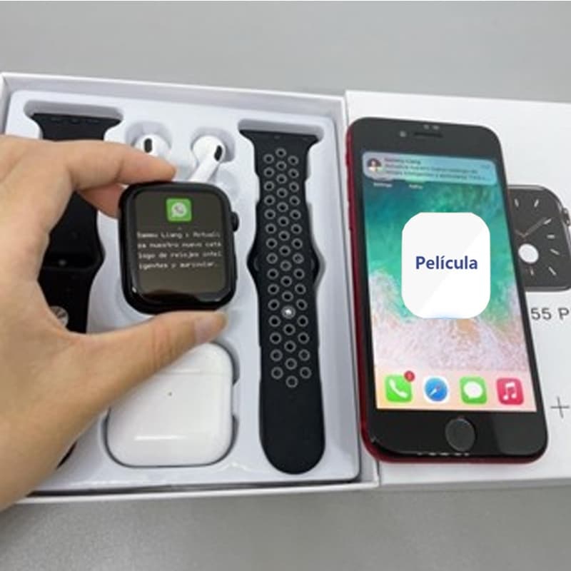 Smartwatch T55 Pro Max 2 em 1 c/ Fone Bluetooth - Monitor Cardíaco HD