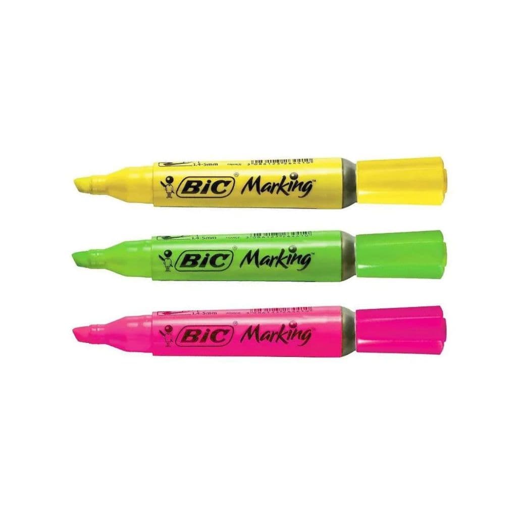 Caneta Marca Texto Ponta Grossa Marking (Amarelo Rosa Verde) - Bic
