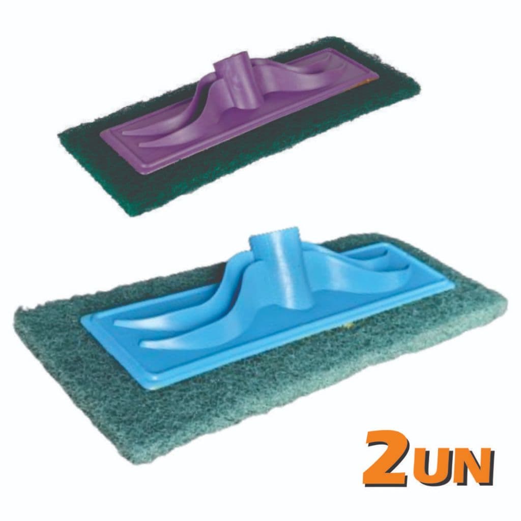 Kit 2 Rodos Esponja Limpeza Pesada Esfregão Abrasivo S /Cabo para Pisos