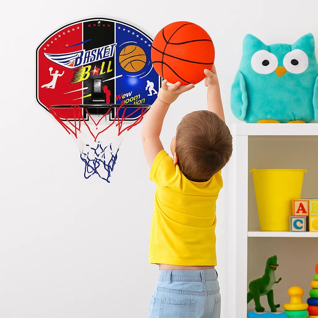 Kit Completo Basquete Infantil Tabela Aro Rede Bola Leve Brinquedo Presente Aniversário Dia Criança