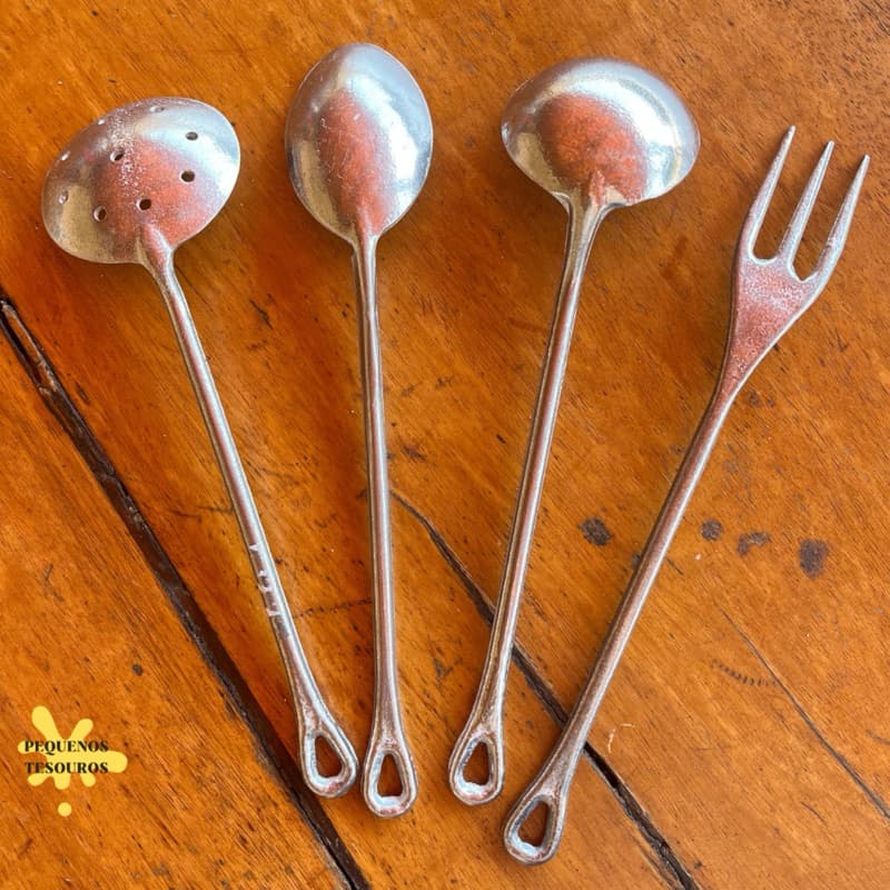 Colheres de Alumínio Fundido para Cozinha – Avulsa ou Jogo 2,3 e 4 Peças | Concha , Colher Arroz, Garfo e Escumadeira