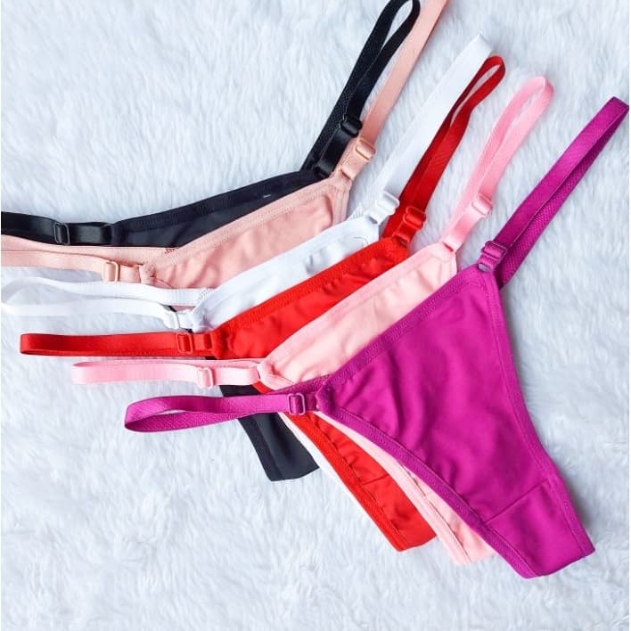 Kit com 5 Calcinhas Fio Dental Alça Regulagem.