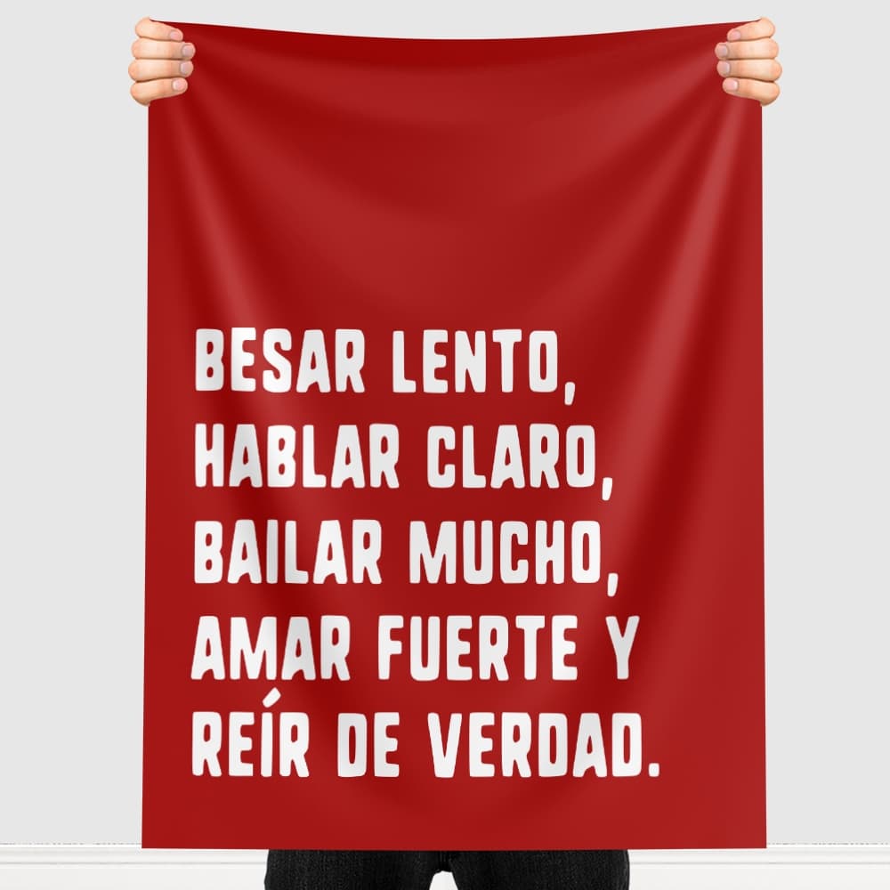 Bandeira Decorativa Besar Lento Hablar claro Bailar mucho Amar fuerte y Reír de verdad Decoração