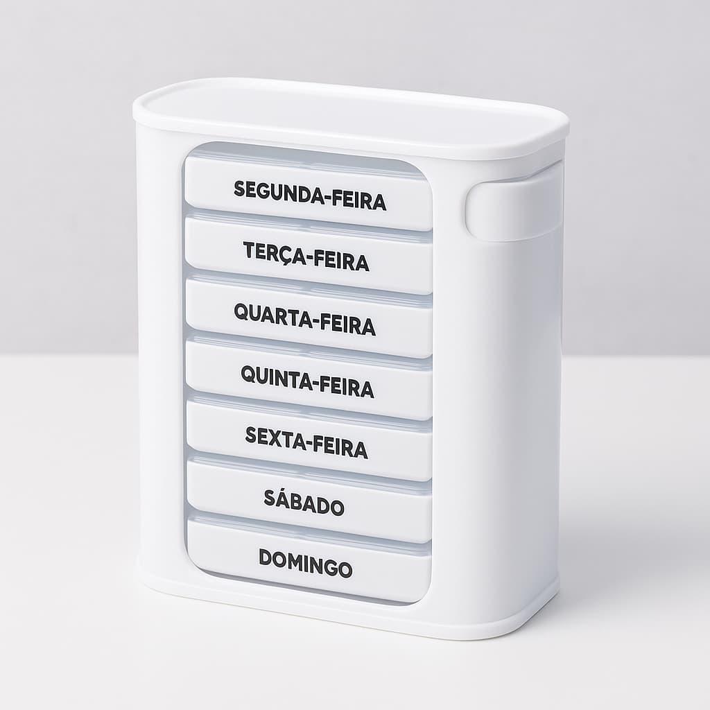 Porta Comprimidos Semanal 28 Divisórias | Organizador de Remédios Diário Manhã Tarde Noite