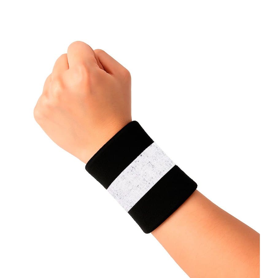 Munhequeira Algodão Esportiva Preta E Branca 8cm Macia 1 Unidade