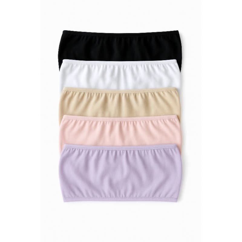 KIT 5 TOP FAIXA INFANTIL JUVENIL ALGODÃO CROPPED TOMARA QUE CAIA SEM ALÇA