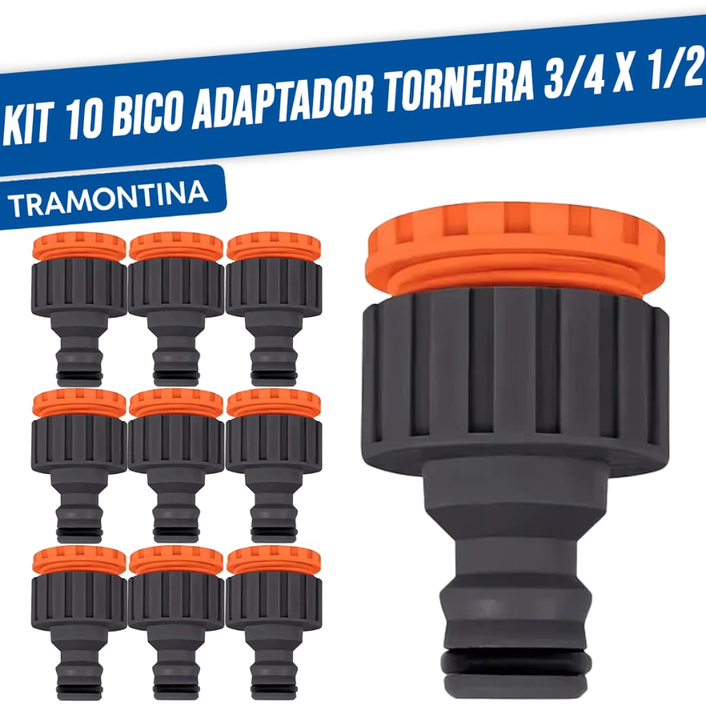 Kit Bico Adaptador Torneira 3/4 x 1/2 Engate Rapido Tanquinho Jardim Tramontina