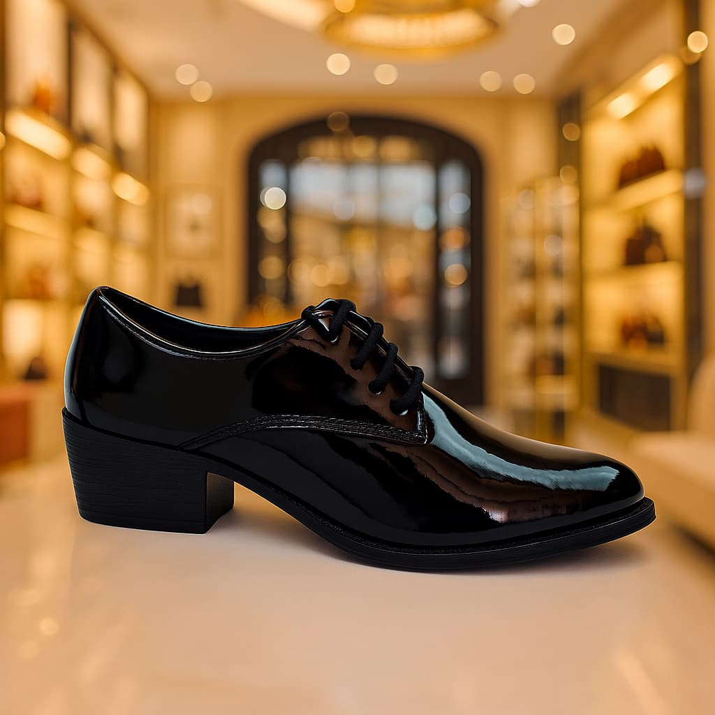 Sapato Mocassim Oxford Salto Baixo do Bico Fino Arredondado