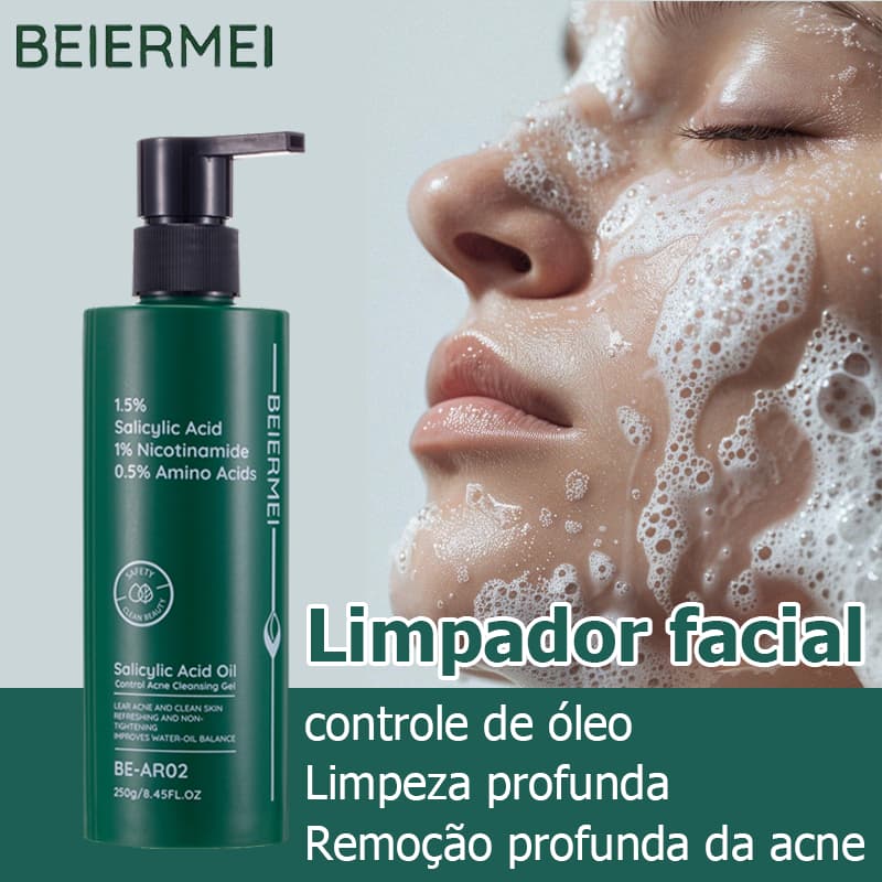 BEIERMEI Limpador facial Ácido salicílico de aminoácidos Poros finos Remoção de óleo e acne de controle