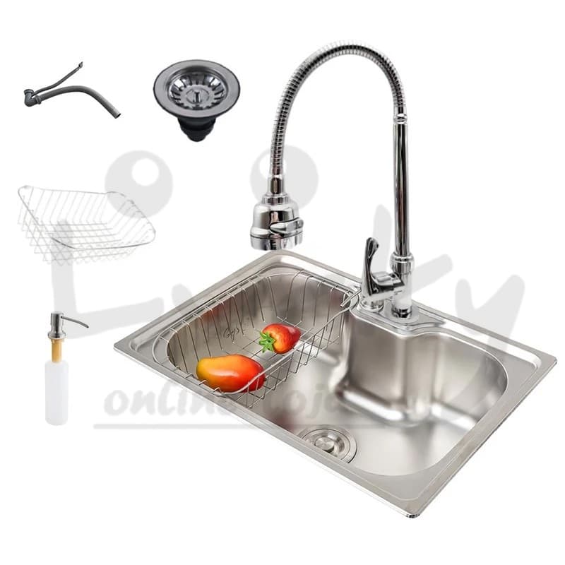 Cuba Cozinha Gourmet Pia Aço 304  Inox Acessórios e tubo de descarga Embutir 50/60 x42 x 21 cm