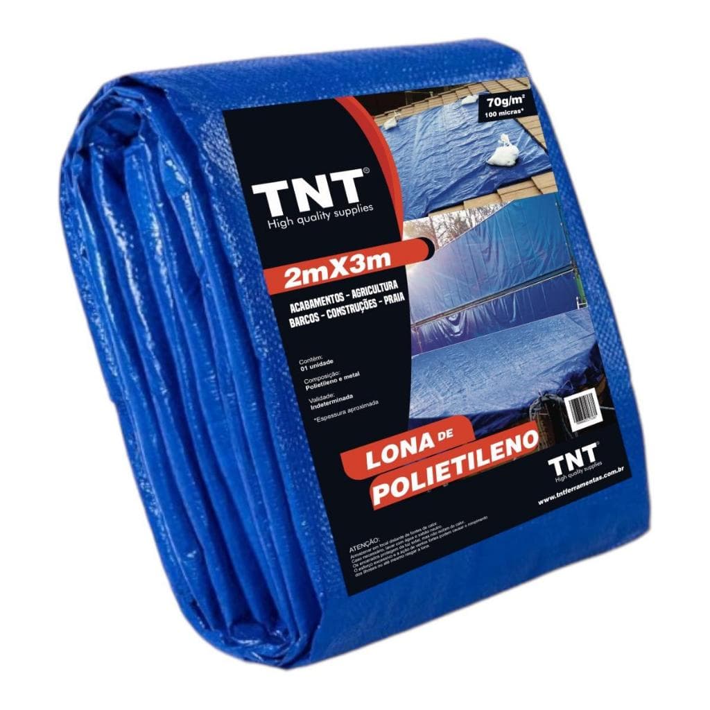 Lona Polietileno TNT Azul 3x2 m Reforçada Impermeável 70g/m²