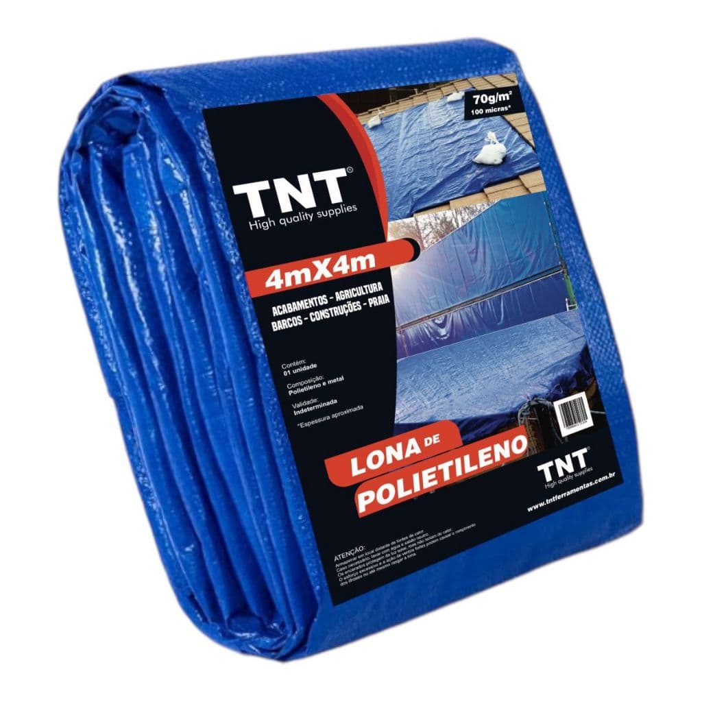 Lona Polietileno TNT Azul 4x4 m Reforçada Impermeável 70g/m²