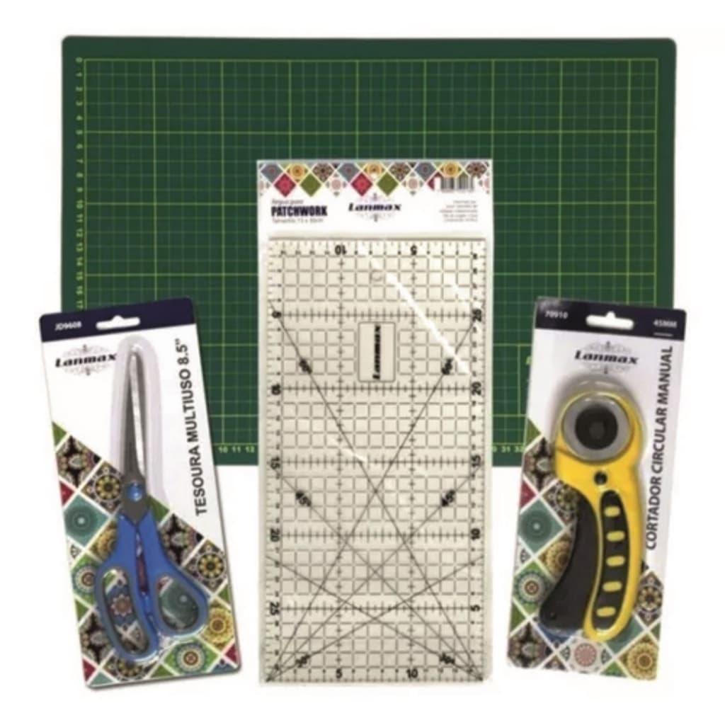 Kit Patchwork Lanmax Base De Corte A3 + Régua Tesoura Cortador