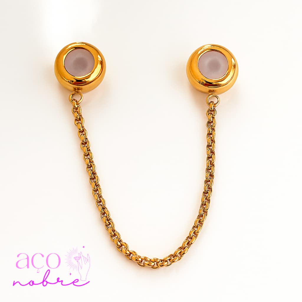 Trava De Segurança Aço Inox Dourada Para Pulseira de Berloques