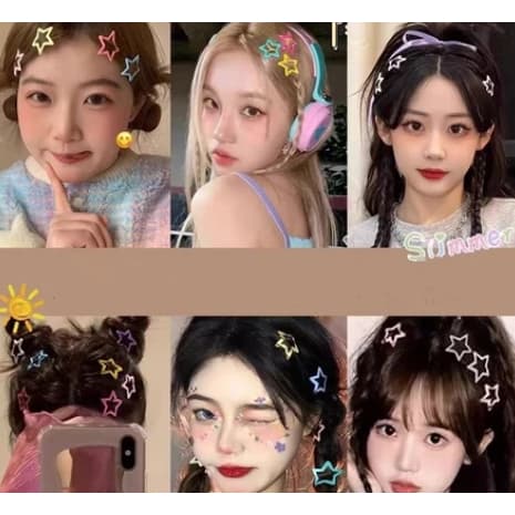 Kit 10/20/30/40/50 Peças Grampos De Cabelo Estrela Dopamina Cor Doce Para Mulheres Franja Lateral