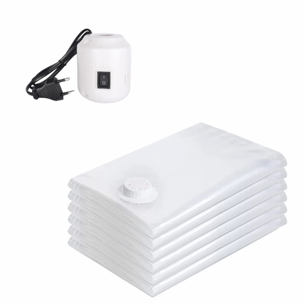 6 Saco À Vácuo Organizador + Bomba Elétrica 220V