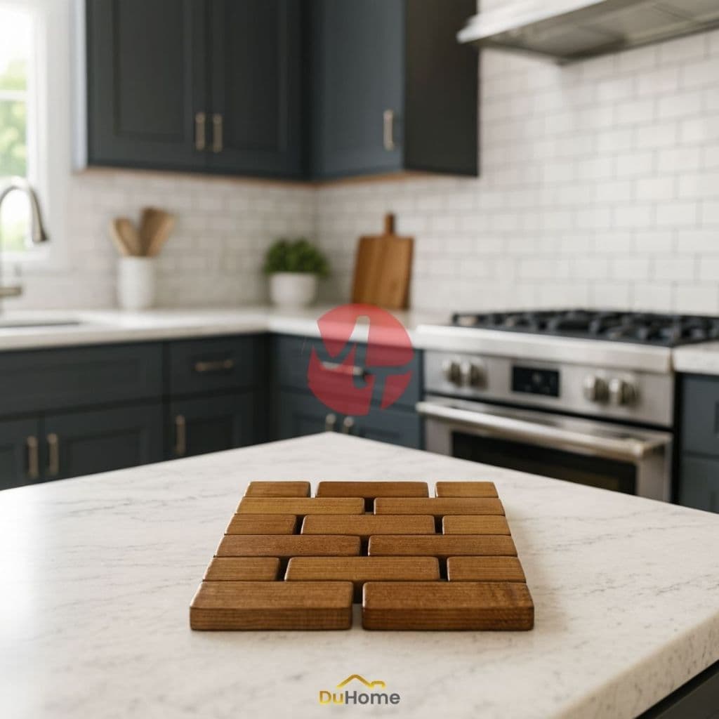 Kit 8 Descansos de Panela Tradicional em Madeira MDF Envernizada 15x16cm Resistente Durável