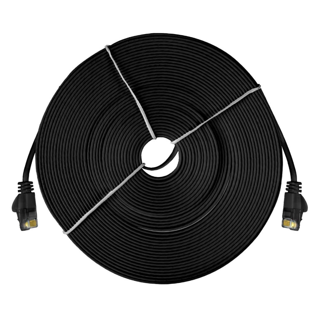 Patch Cord Flat RJ45 Cat6 100% Cobre 10m Preto
