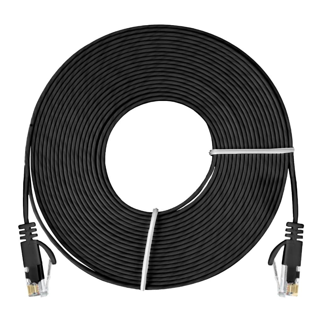 Cabo Ethernet Flat RJ45 Cat6 5m Preto Profissional 100% cobre
