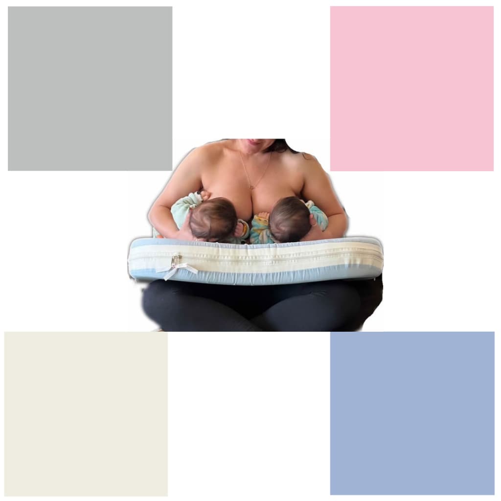Almofada Amamentação Grande Gêmeos Bege Cinza Azul Rosa Gemelar