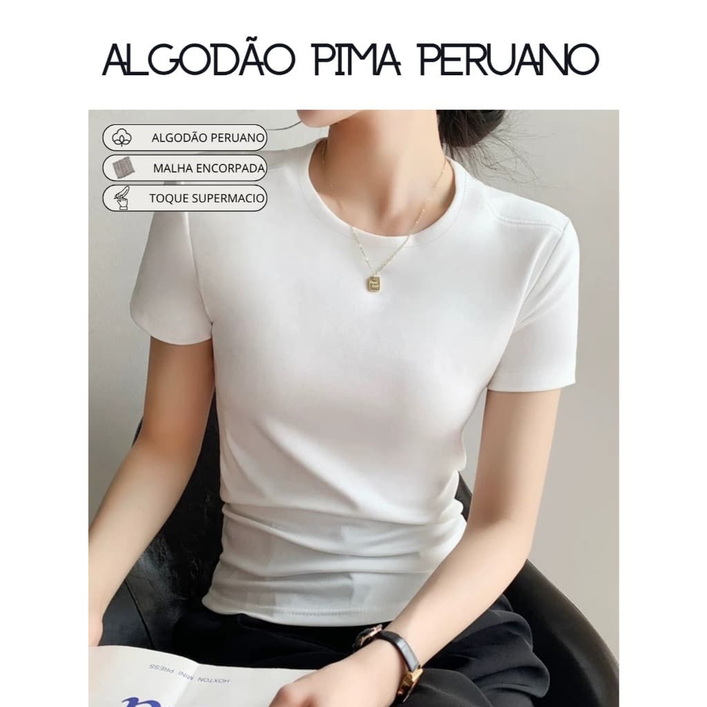 Camiseta Basica Algodão Pima Peruano Tecido Encorpado Malha Super Marcio Importado diadia