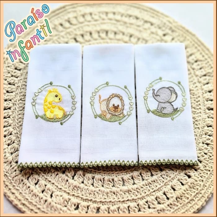 KIT 3 Fralda de Boca , Babete , Pano de boca , Lenço de boca 33x33cm 100% Algodão