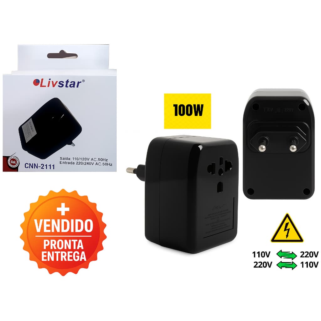 Transformador Conversor De Voltagem 110-220v Ou 220-110v 100 WATTS C/ Garantia e Nota Fiscal
