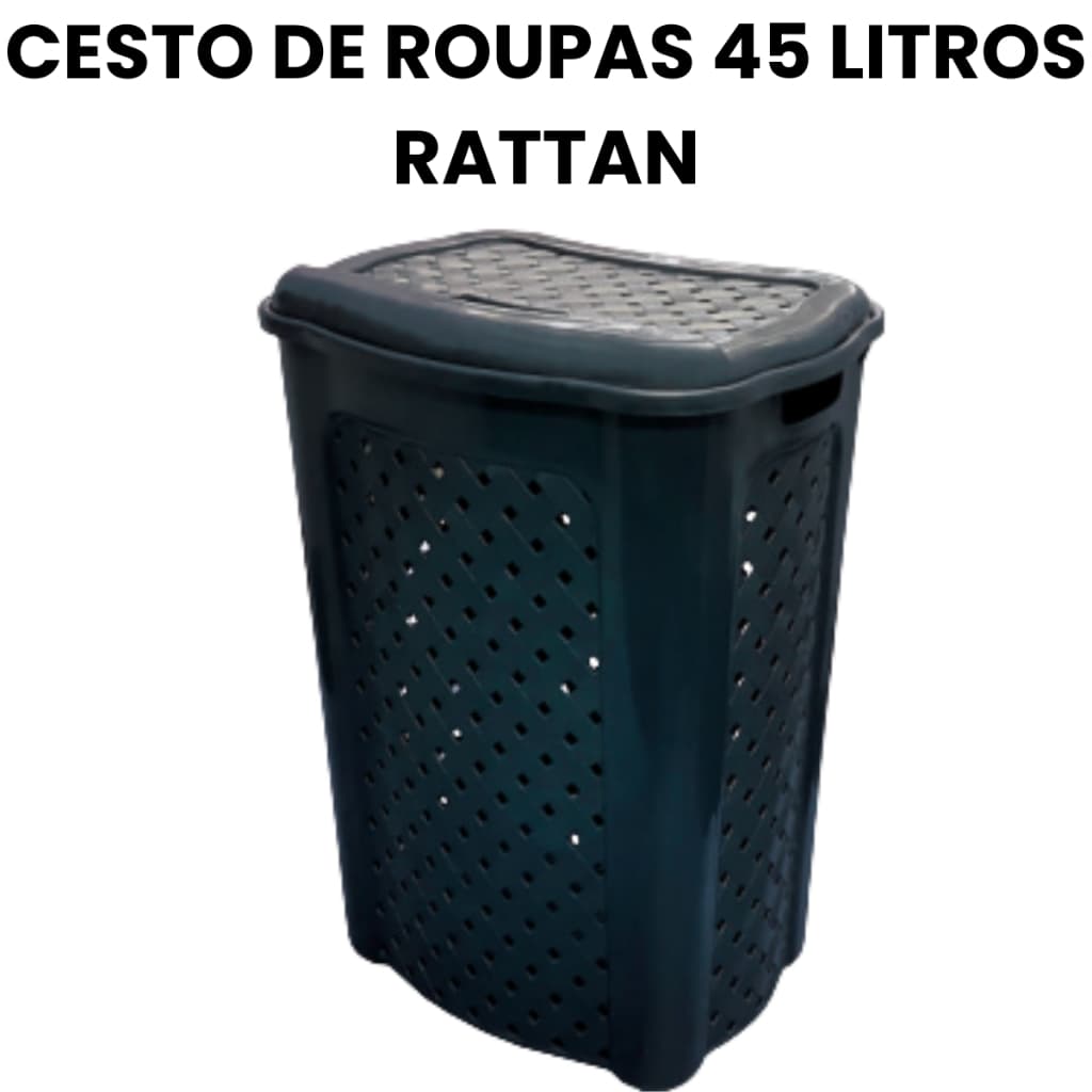 Cesto Roupa 45 Litros Rattan Organizador Banheiro Quarto Brinquedo