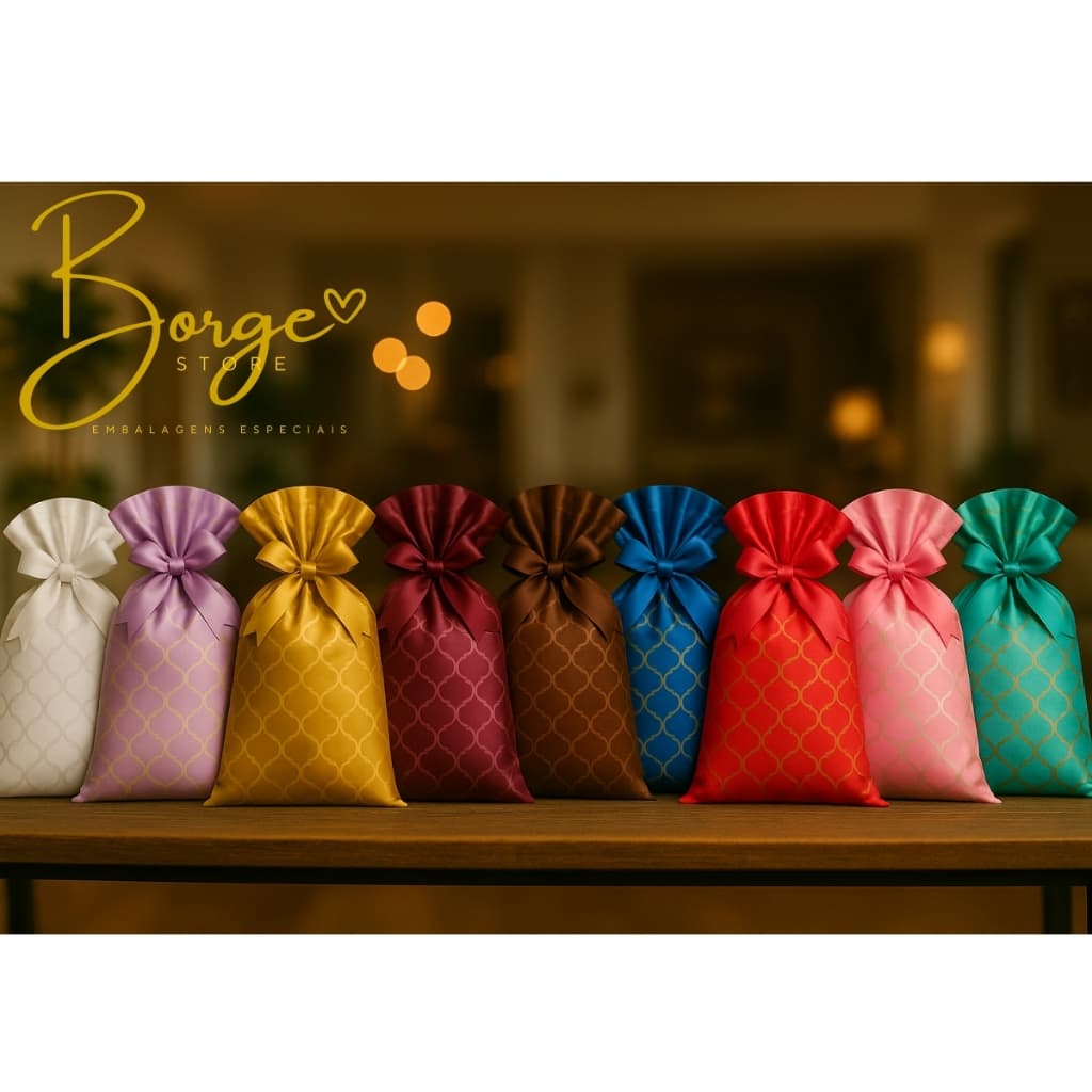 Saco Para Presente Metalizado Decorado 25x35 50 Unid