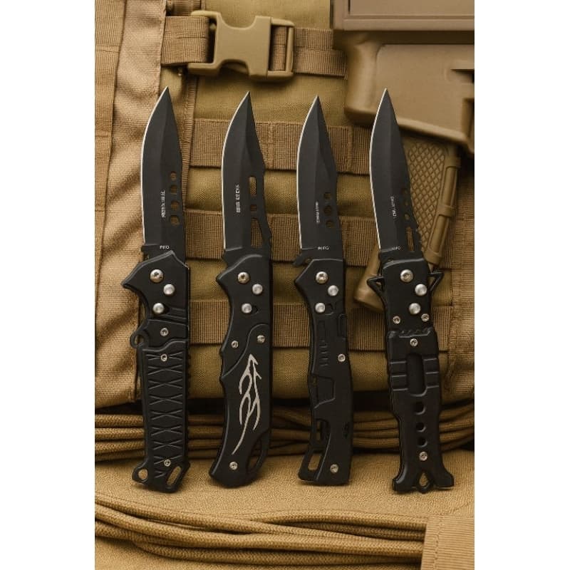 Canivete Automático Esportivo Black Alumínio 22cm | Abertura Rápida Lâmina Afiada e Resistente