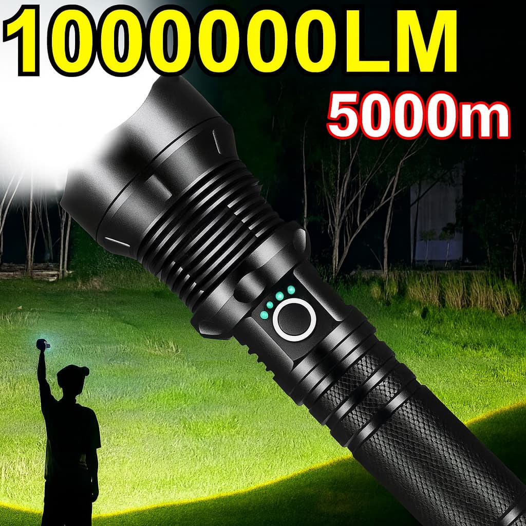 Lanterna Militar Super Potente P90 /T9 50.000 Lumens LED Original Bateria Recarregavel
