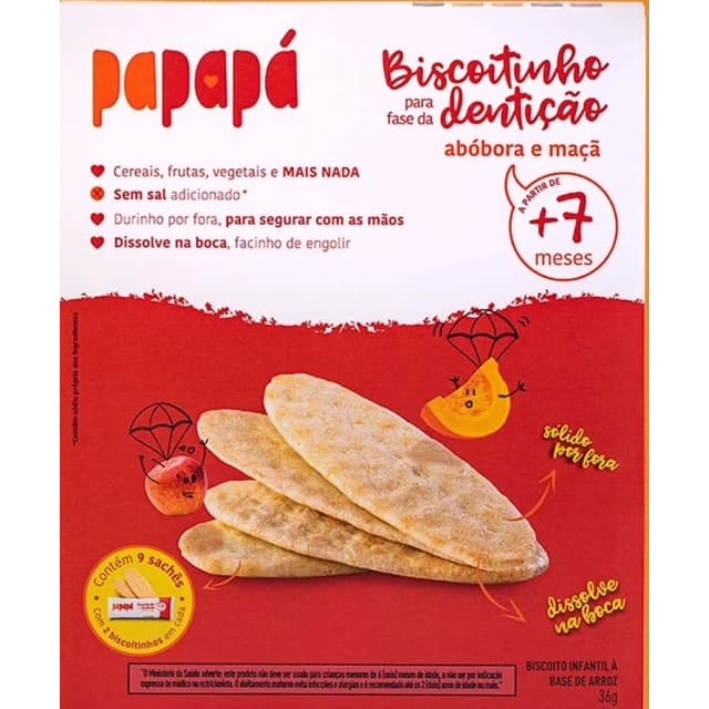 Biscoitinho Papapá Para Dentição - Abóbora e Maçã 36g - +7 Meses