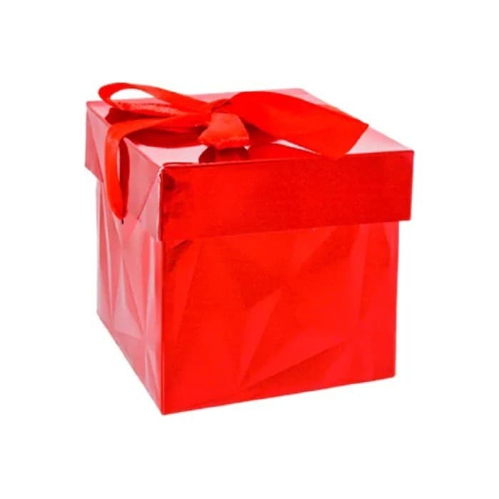 Caixa de presente metalizada com laço 10x10cm/15x15cm/22x22cm - Decoração