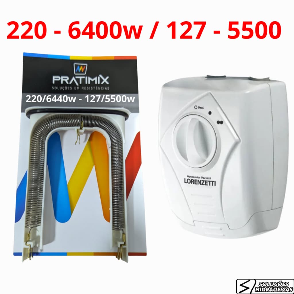 RESISTENCIA AQUECEDOR VERSATIL 127/5500W -  220V/6400W - PRATIMIX/LORENZETTI