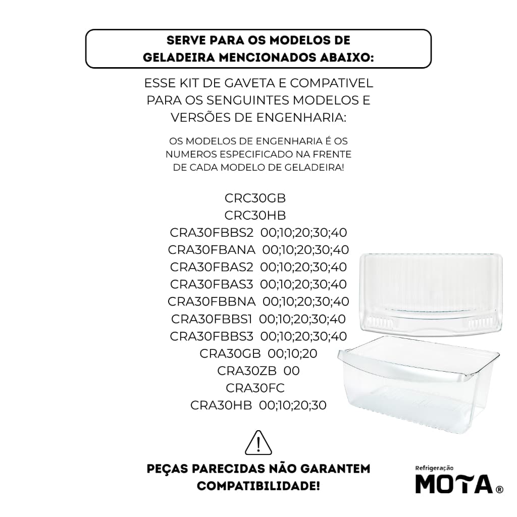 KIT GAVETA LEGUMES GELADEIRA CONSUL MODELO CRA30 CRC30 ORIGINAL