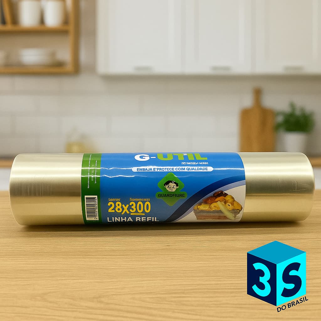 Filme Plástico Rolo de PVC Bobina  28 cm x 300 mt Refil - Guarufilme/Vabene