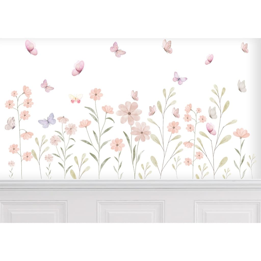 Adesivo Decorativo De Parede Em Recorte Sem Fundo Floral Borboletas