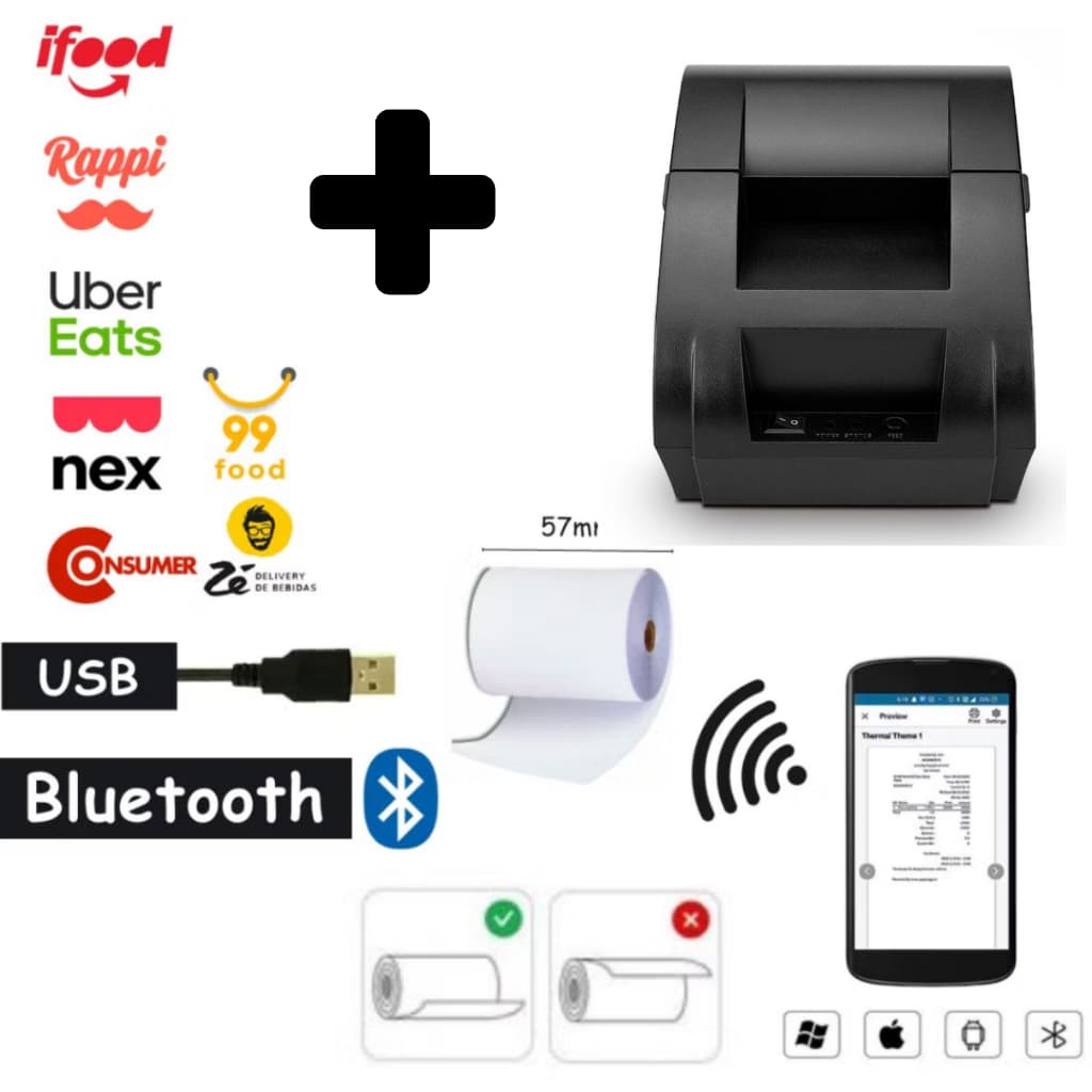 Impressora Térmica Cupom Não Fiscal 58mm Tickts Pc Bivolt