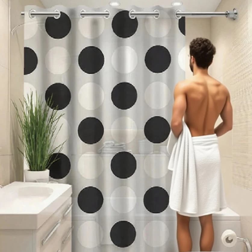 Cortina de Banheiro Box Anti Mofo Impermeável PVC Reforçado C\Ilhós Tamanho 1,38m x 1,98m Fácil Instalação Durável