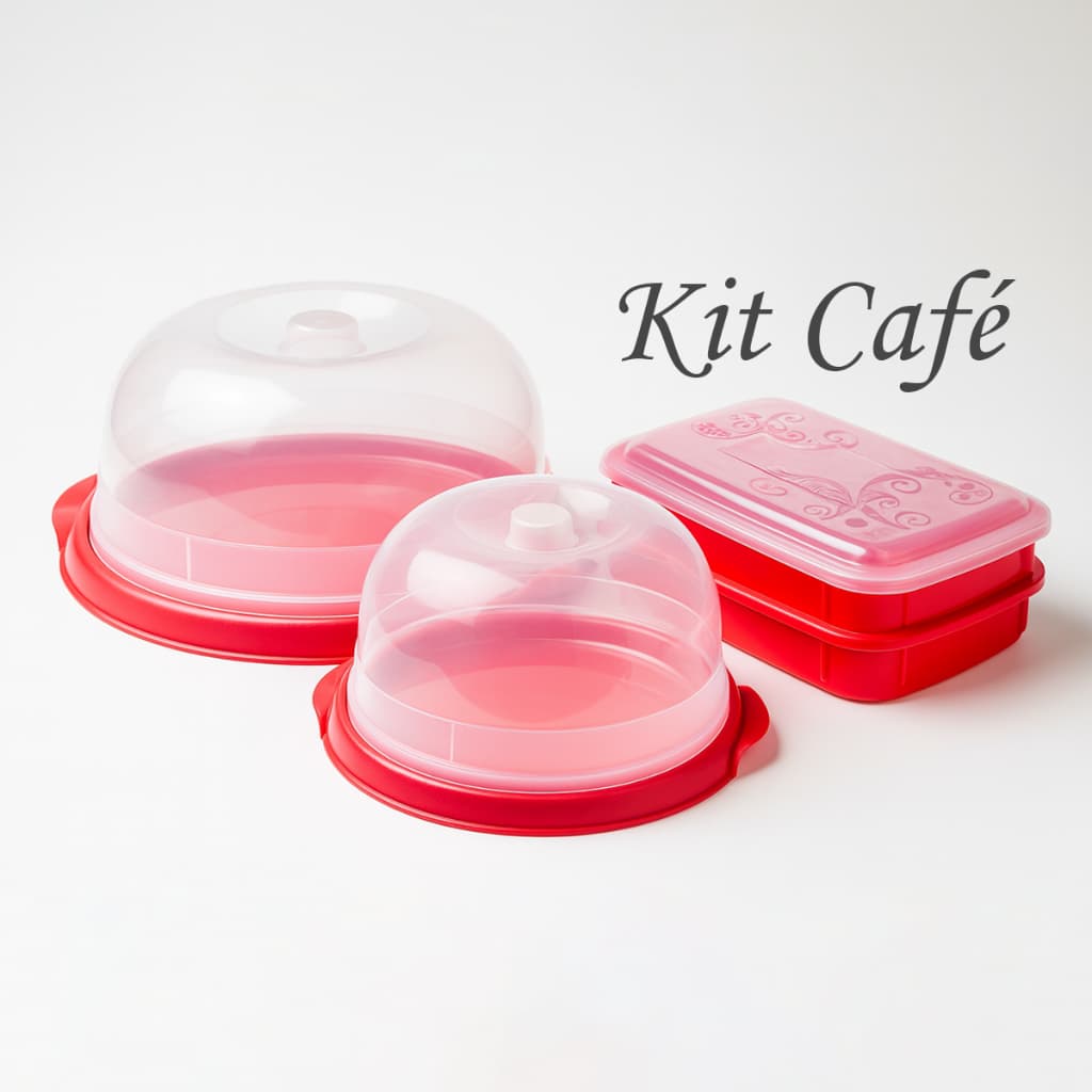 Kit Café Boleira + Queijeira + Porta Frios Potes de Mantimentos